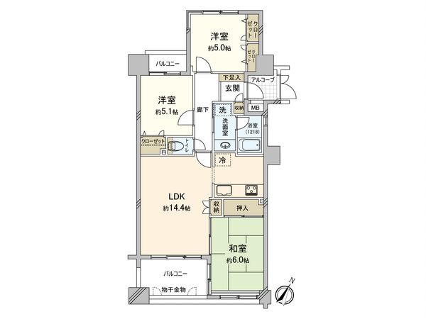 東峰マンション野間大池公園 間取図(平面図) 間取図(平面図)