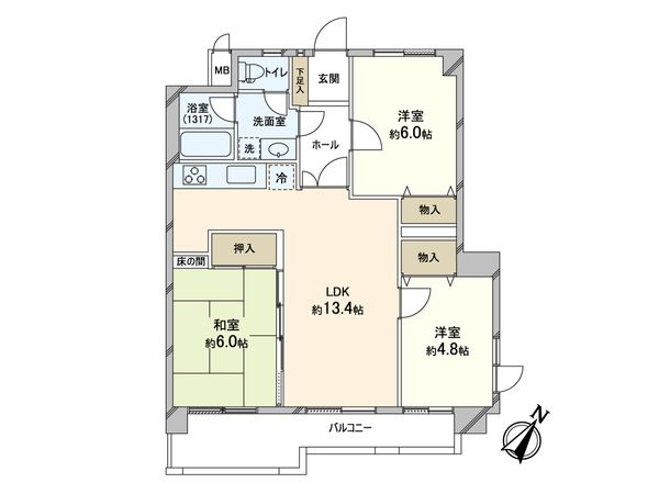 ライオンズマンション大橋第2 間取図(平面図) ライオンズマンション大橋第2 間取図(平面図)