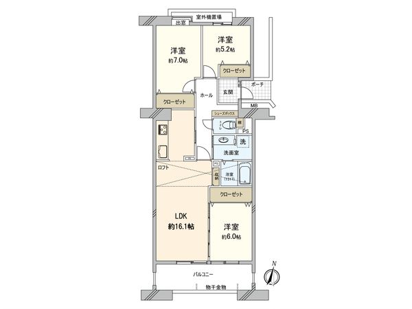 レークヒルズ野多目三番館 間取図(平面図) レークヒルズ野多目三番館 間取図(平面図)