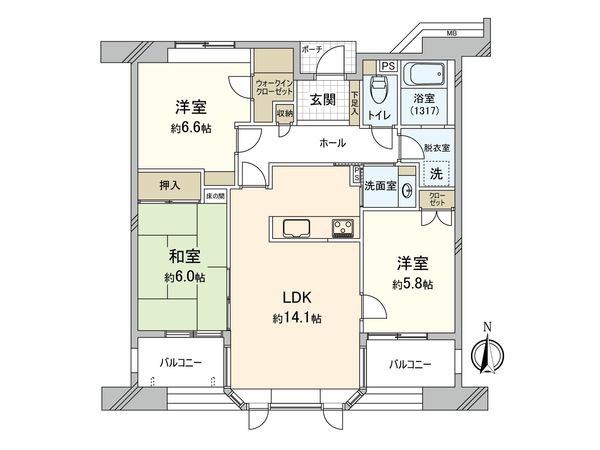 レークヒルズ野多目2番館 間取図(平面図) レークヒルズ野多目2番館 間取図(平面図)