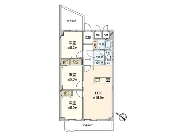 大橋バーデンハイツ 間取図(平面図) 間取図(平面図)