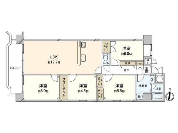 ソリーナマンション野間 間取図(平面図)