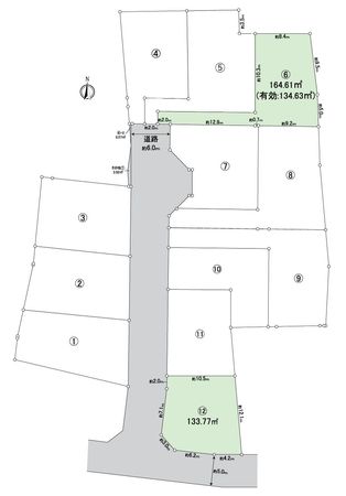 大府市横根町石丸 12区画 全体区画図 大府市横根町石丸 12区画 全体区画図