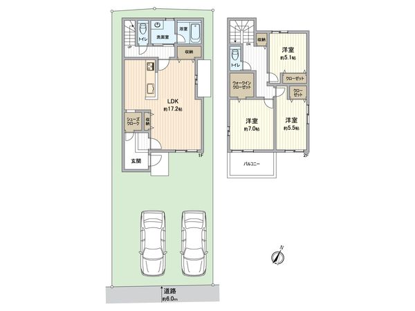 高浜市論地町2丁目 2号棟 間取図(平面図) 高浜市論地町2丁目 2号棟 間取図(平面図)