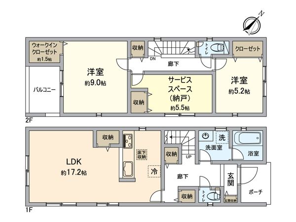 知立市新林町茶野 2号棟 間取図(平面図) 知立市新林町茶野 2号棟 間取図(平面図)