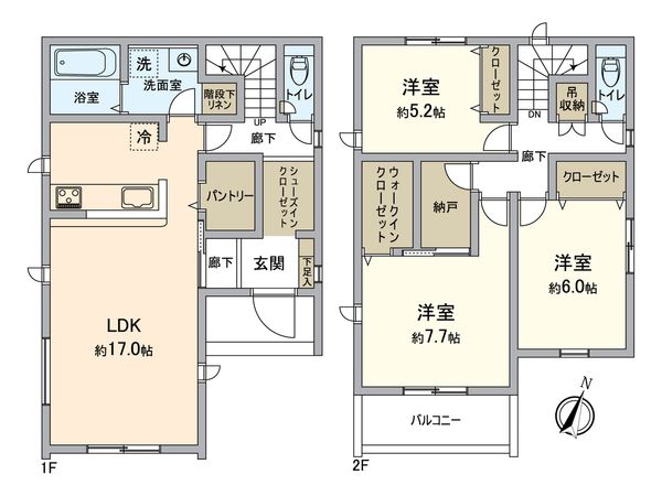 高浜市沢渡町三丁目 新築戸建 2号棟 間取図(平面図)