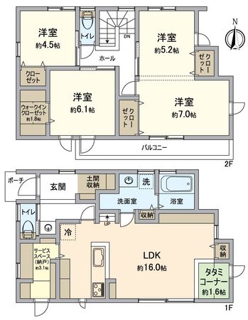大府市共和町6丁目 E号棟 間取図(平面図) 間取図(平面図)