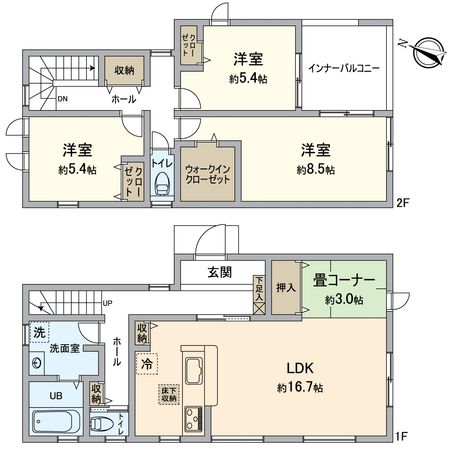 高浜市湯山町8丁目 1号棟 間取図(平面図) 間取図(平面図)