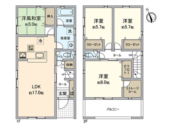 高浜市向山町6丁目 2号棟 間取図(平面図) 高浜市向山町6丁目 2号棟 間取図(平面図)