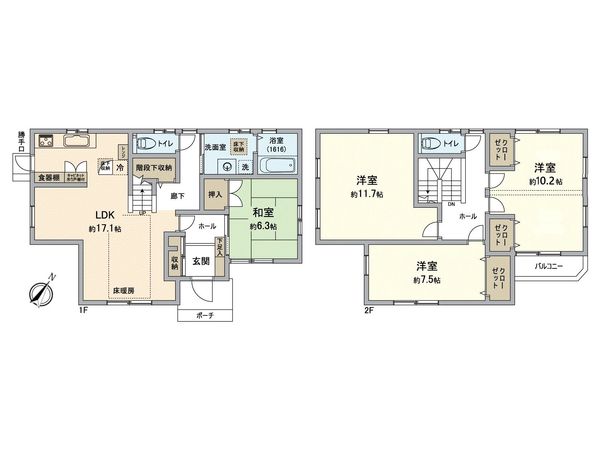 大府市横根町名高 間取図(平面図) 大府市横根町名高 間取図(平面図)