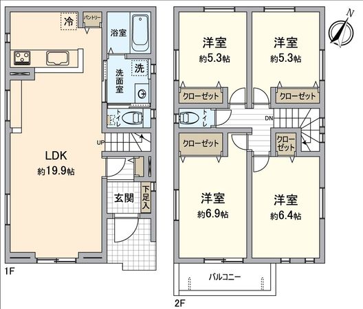 刈谷市泉田町絵下城 1号棟 間取図(平面図)