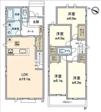 高浜市湯山町4丁目 2号棟 間取図(平面図) 高浜市湯山町4丁目 2号棟 間取図(平面図)