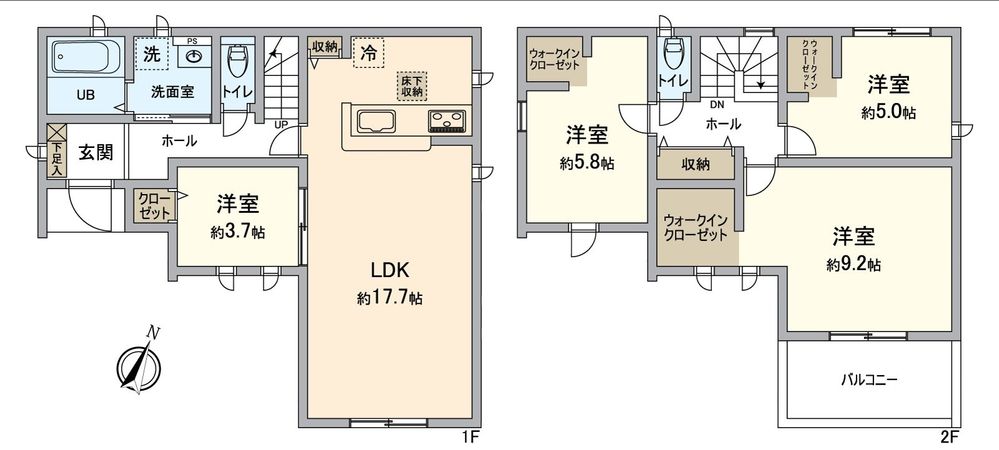 知立市新林町平草 1号棟 間取図(平面図)