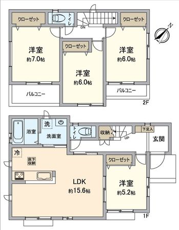 刈谷市荒井町2丁目 A号棟 間取図(平面図) 刈谷市荒井町2丁目 A号棟 間取図(平面図)