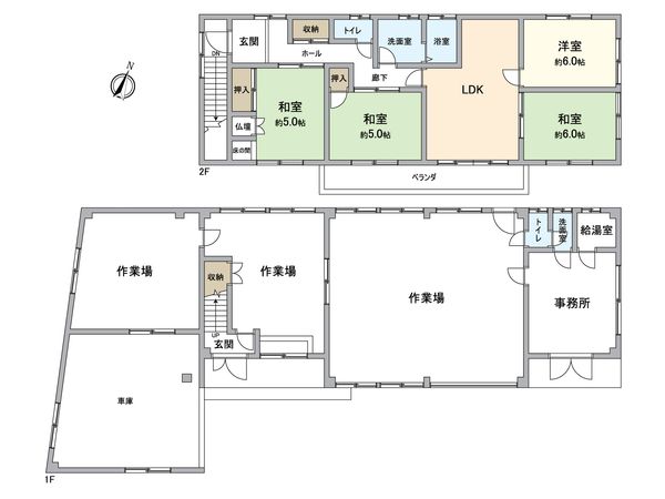 知立市上重原町城後 事務所兼居宅 間取図(平面図) 間取図(平面図)