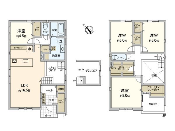 安城市福釜町宮添 2号棟 間取図(平面図) 安城市福釜町宮添 2号棟 間取図(平面図)