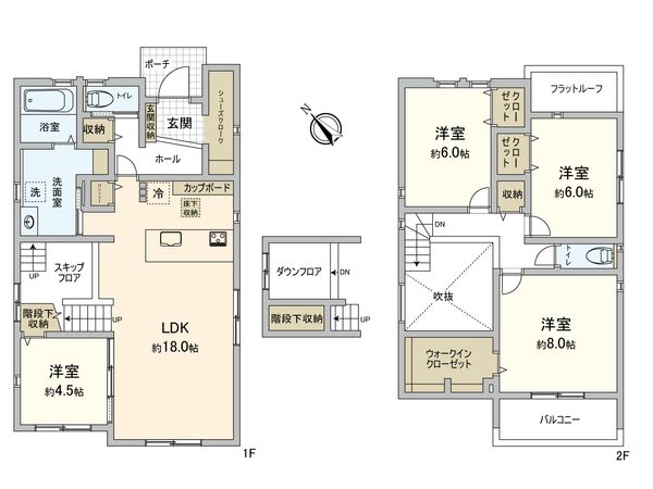 安城市福釜町宮添 4号棟 間取図(平面図) 安城市福釜町宮添 4号棟 間取図(平面図)