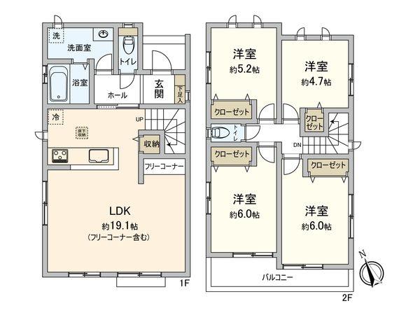安城市美園町2丁目 H棟 間取図(平面図) 安城市美園町2丁目 H棟 間取図(平面図)