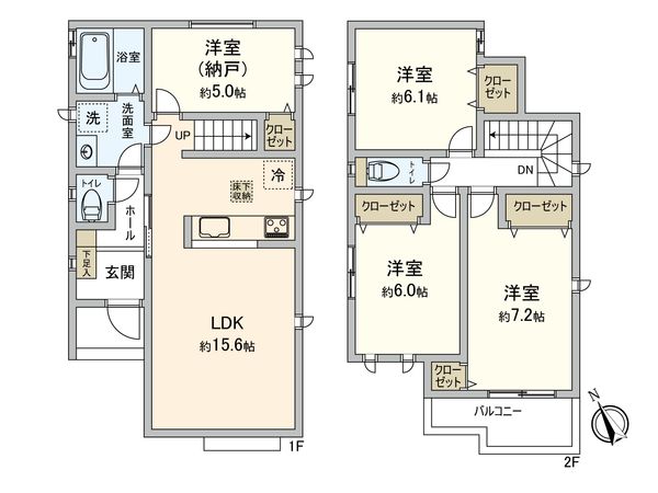 安城市美園町2丁目 J棟 間取図(平面図) 安城市美園町2丁目 J棟 間取図(平面図)