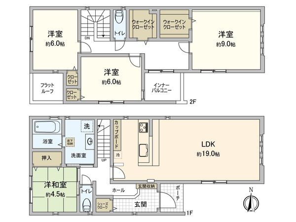 西尾市田貫1丁目 1号棟 間取図(平面図)