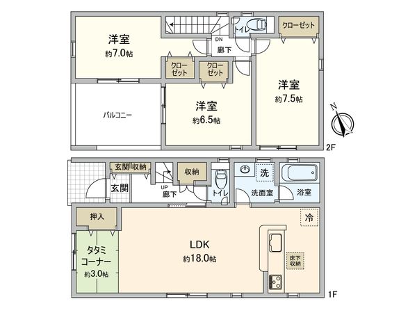 安城市高棚町郷 1号棟 間取図(平面図) 安城市高棚町郷 1号棟 間取図(平面図)