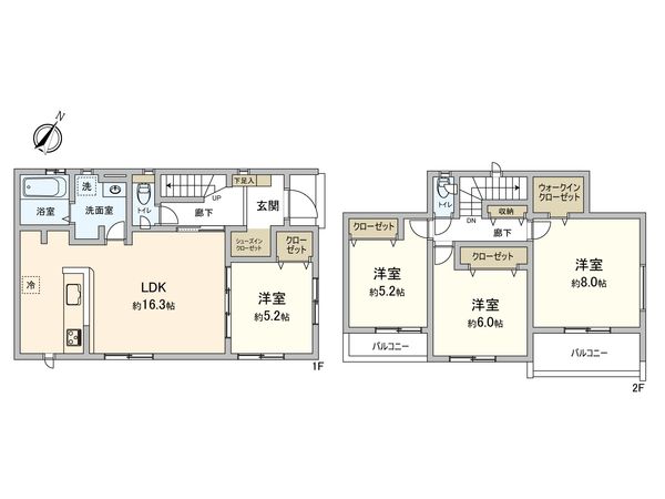 安城市赤松町隅田川 新築戸建 1号棟 間取図(平面図) 安城市赤松町隅田川 新築戸建 1号棟 間取図(平面図)