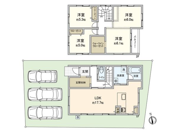 安城市古井町石原 2号棟 間取図(平面図) 安城市古井町石原 2号棟 間取図(平面図)