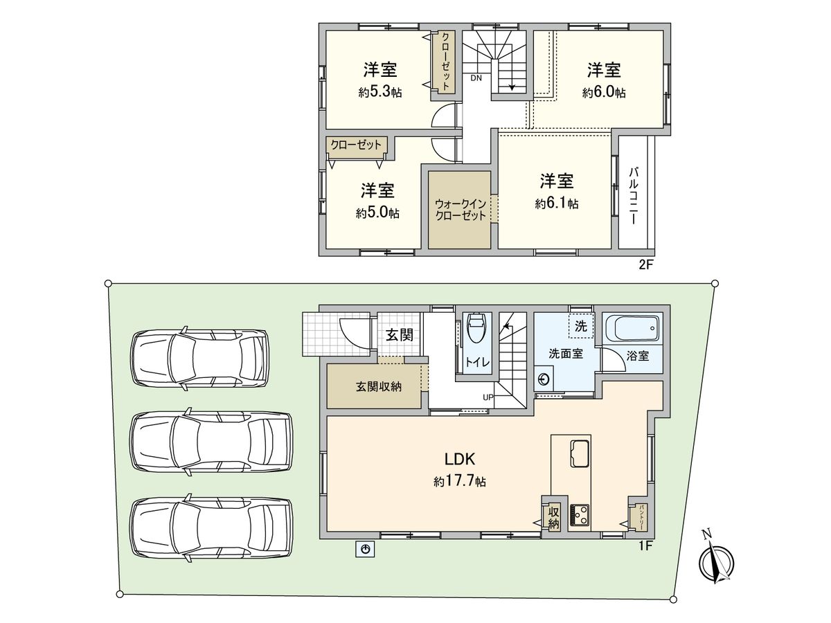 安城市古井町石原 2号棟 間取図(平面図) 間取図(平面図)
