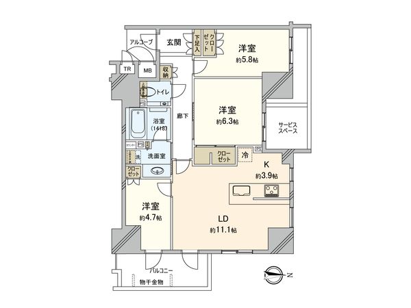 ジオタワー新町 間取