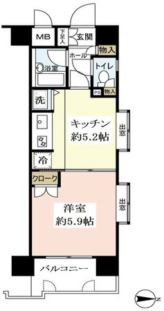 北東角部屋、2面採光です