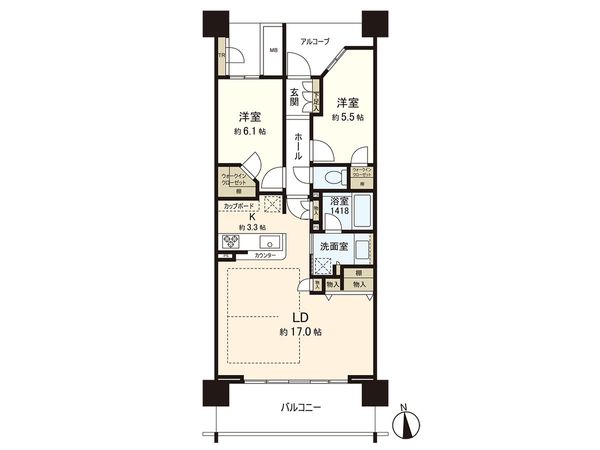 中間層免震構造タワーマンション♪南向2ＬＤＫ♪24時間365日ALSOK対応のセキュリティシステム♪