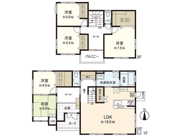 5LDK♪2つのウォークインクローゼット♪LDK18.0帖♪南面道路♪南向き♪