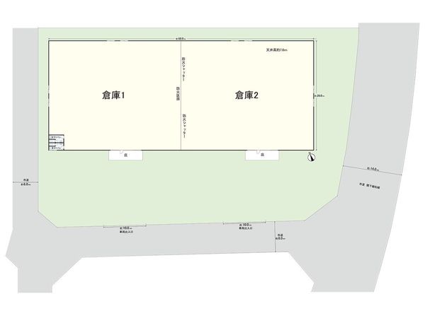 貸倉庫♪高さ7ｍ♪約287.98坪×2区画♪延べ床面積約575.96坪