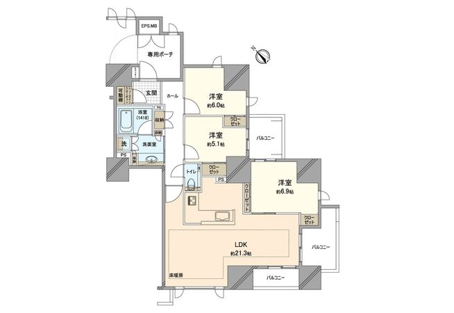 グランドメゾン百道プレイス 間取図(平面図)