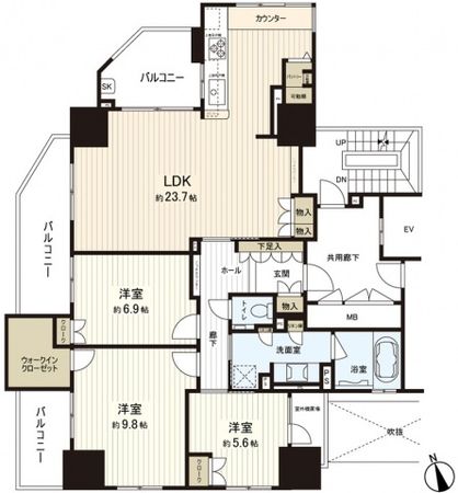 ル・サンク上幟縮景園前 間取図(平面図)