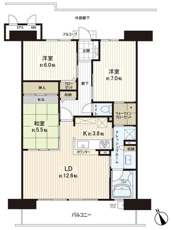 サーパスシティ江波 間取図(平面図)