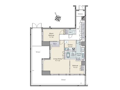 2LDK（約58平米の専用テラス付）