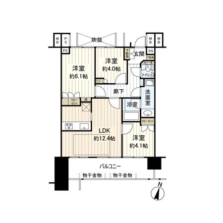 トア山手フラッツ棟 間取図(平面図)