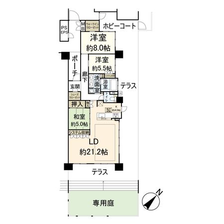 ブランズ西大津レイクフロント 間取図(平面図)