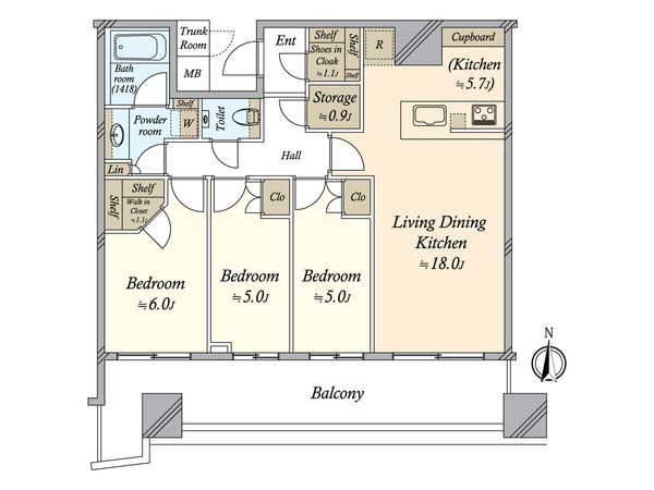 パークタワー晴海 間取図(平面図)