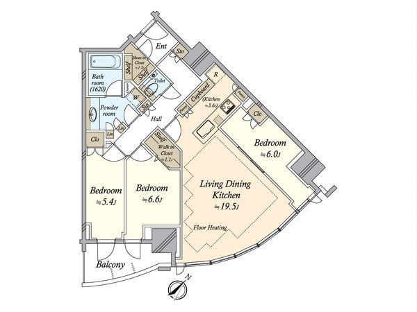 THE TOYOMI TOWER MARINE&SKY 東ウイング 間取図(平面図) 間取図(平面図)