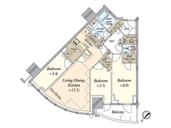 THE TOYOMI TOWER MARINE&SKY 西ウイング 間取図(平面図) 間取図(平面図)