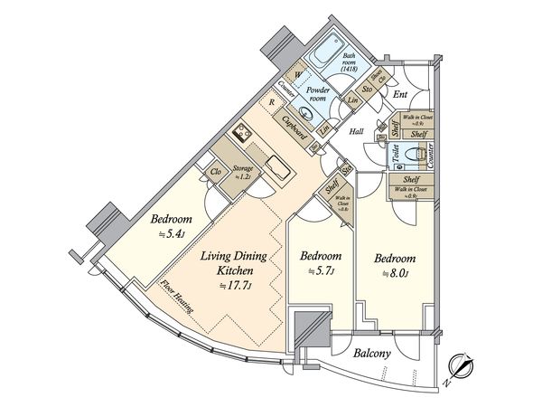 THE TOYOMI TOWER MARINE&SKY 西ウイング 間取図(平面図) THE TOYOMI TOWER MARINE&SKY 西ウイング 間取図(平面図)