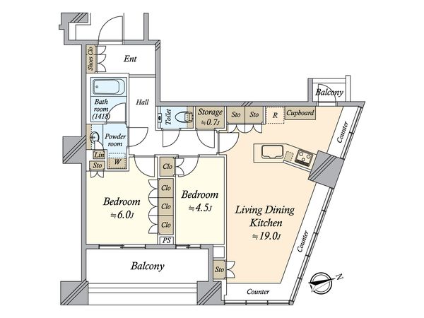 パークタワー勝どきサウス 間取図(平面図)