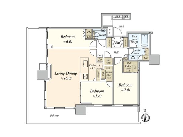 HARUMI FLAG SUN VILLAGE T棟 間取図(平面図) 間取図(平面図)