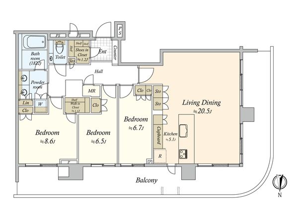 HARUMI FLAG PARK VILLAGE T棟 間取図(平面図)