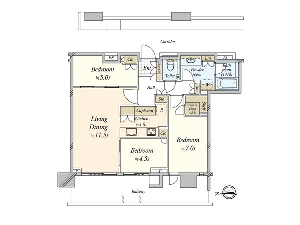 HARUMI FLAG PARK VILLAGE T棟 間取図(平面図) HARUMI FLAG PARK VILLAGE T棟 間取図(平面図)