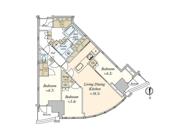 THE TOYOMI TOWER MARINE&SKY 東ウイング 間取図(平面図)