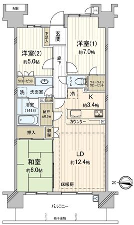 ワンダーベイシティSAZANガーデンウエスト 間取図(平面図)