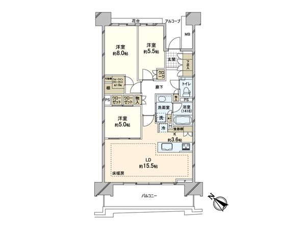 HARUMI FLAG PARK VILLAGE A棟 間取図